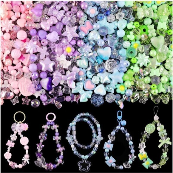 New 180-240PCS Assorted Acrylic Beads, Cute Kawaii Charms for Bracelet - Picture 1 of 7
